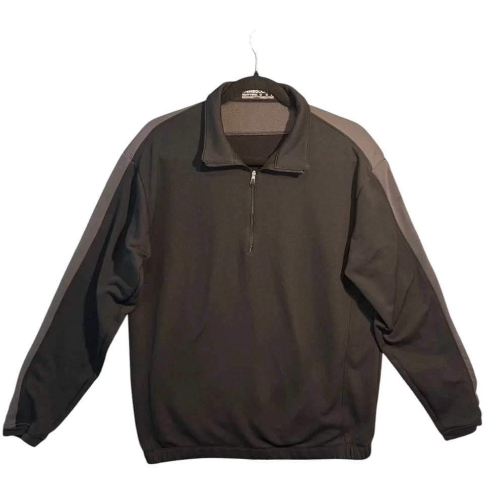 Nike Golf Mens NikeFIT Therma 1/4‎ Zip Fleece Pullover Black Grey Medium Cozy